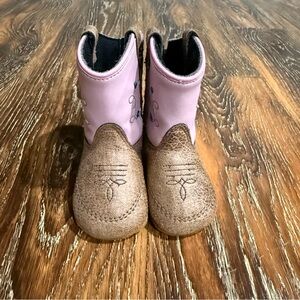 Old West Baby Girl Size 1 Pink & Brown Boots Crib Shoes Cowgirl Western Cowboy